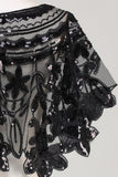 Glitter Sequins Preto Cabo dos anos 1920