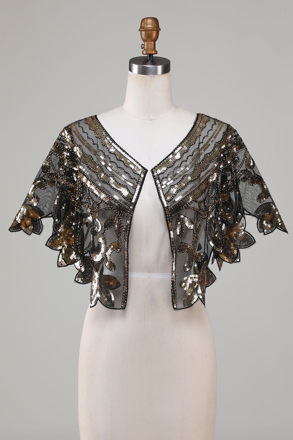 Glitter Sequins Preto Cabo dos anos 1920