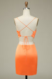 Bodycon Laranja Esparguete Correias Homecoming Vestido