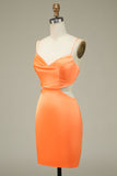 Bodycon Laranja Esparguete Correias Homecoming Vestido