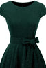Carregar imagem no visualizador da galeria, Vestido de 1950 vintage verde escuro com faixa