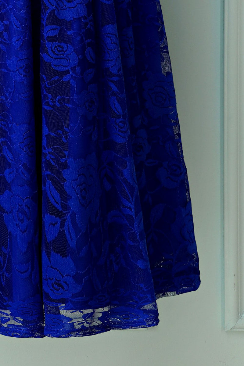 Carregar imagem no visualizador da galeria, Vestido de renda rosa azul royal