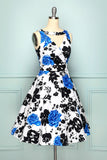 1950 Vestido Floral com decote em V