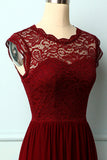 Vestido de renda vermelho escuro formal