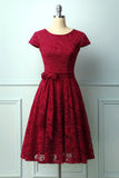 Vestido Midi de Renda Vermelho Escuro