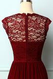 Vestido de renda vermelho escuro formal