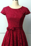 Vestido Midi de Renda Vermelho Escuro