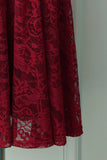 Vestido Midi de Renda Vermelho Escuro
