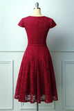 Vestido Midi de Renda Vermelho Escuro