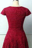 Vestido Midi de Renda Vermelho Escuro