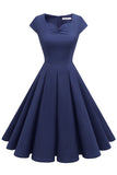 Vestido amarelo do pescoço do pescoço dos anos 50