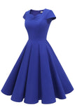 Vestido amarelo do pescoço do pescoço dos anos 50