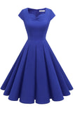 Vestido amarelo do pescoço do pescoço dos anos 50