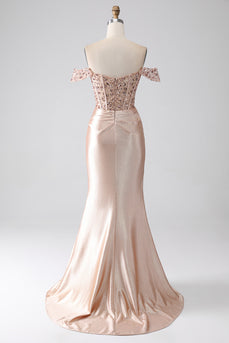 Sereia Champagne Corset Prom Dress
