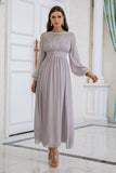 Vestido de festa de casamento de manga comprida cinzenta Chiffon