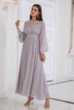 Vestido de festa de casamento de manga comprida cinzenta Chiffon