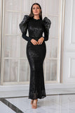 Vestido de festa de bodycon de lantejoulas pretas