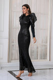 Vestido de festa de bodycon de lantejoulas pretas