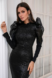Vestido de festa de bodycon de lantejoulas pretas