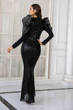 Vestido de festa de bodycon de lantejoulas pretas