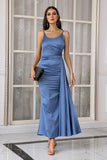 Cintas de espaguete azul simples vestido de baile