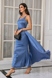 Cintas de espaguete azul simples vestido de baile