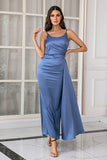 Cintas de espaguete azul simples vestido de baile