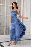 Cintas de espaguete azul simples vestido de baile