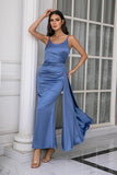 Cintas de espaguete azul simples vestido de baile
