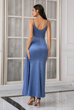 Cintas de espaguete azul simples vestido de baile