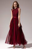 Vestido de baile de Chiffon Longo Borgonha