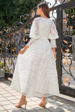 Vestido formal de festa de pescoço quadrado branco