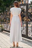 Vestido de festa formal chiffon branco com renda