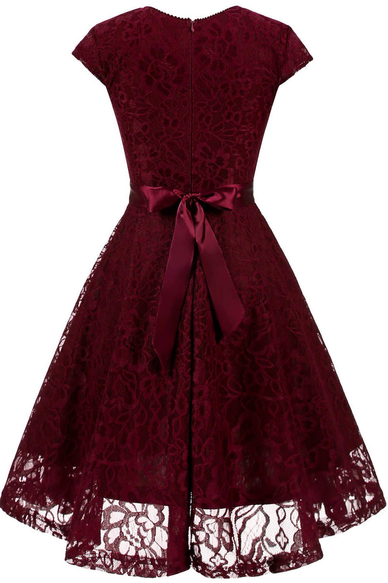 Carregar imagem no visualizador da galeria, Vestido de dama de honra de renda de pescoço v da marinha v