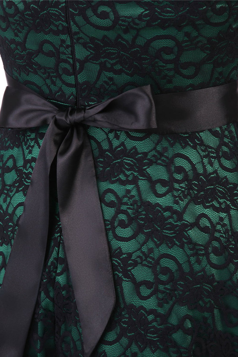 Carregar imagem no visualizador da galeria, Vintage elegante vestido de renda verde escuro
