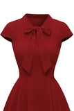 Vestido vermelho escuro vintage de 1950 com Bowknot