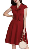 Vestido vermelho escuro vintage de 1950 com Bowknot