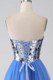 A-Line Querida Espelho Royal Blue Prom Dress