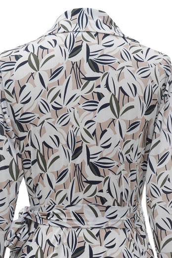 Vestido de embrulho de convidado de casamento impresso em geometria preta