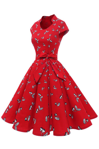 Vestido vintage floral polka dots vermelhos