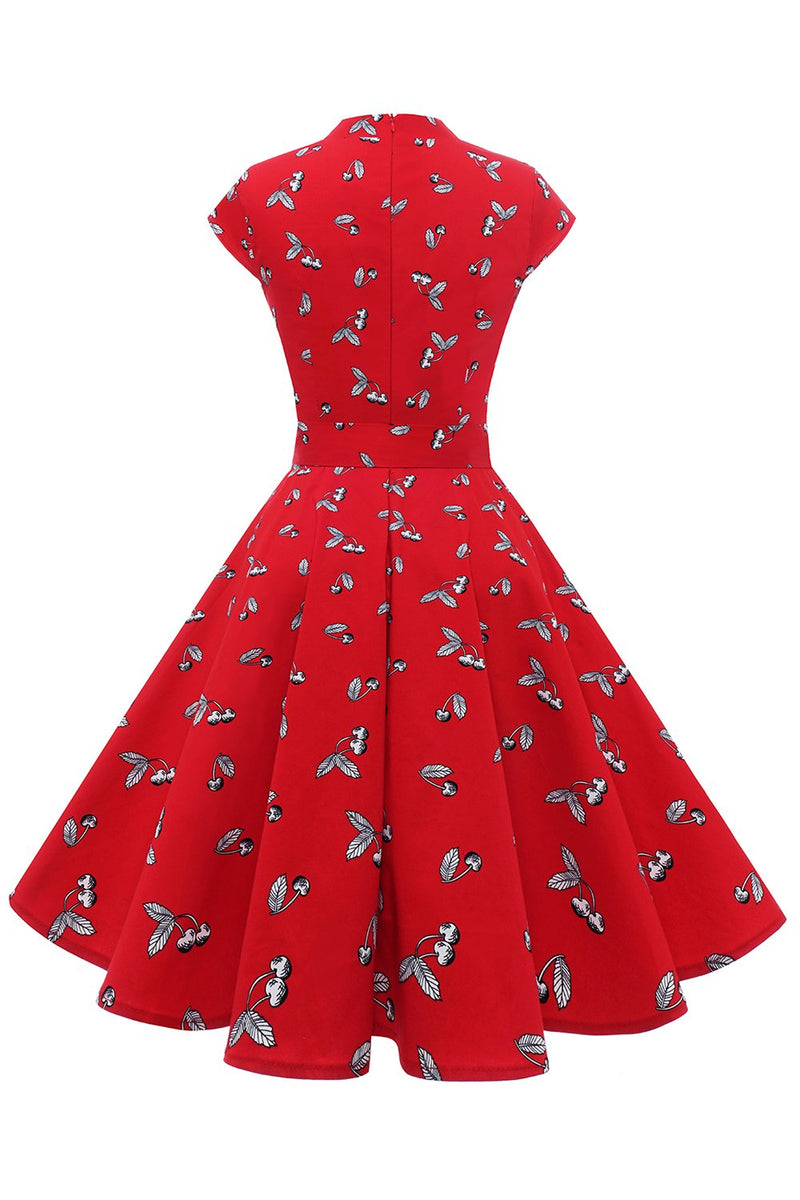 Carregar imagem no visualizador da galeria, Vestido vintage floral polka dots vermelhos