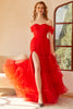 Carregar imagem no visualizador da galeria, Vermelho fora do vestido do baile de ombros