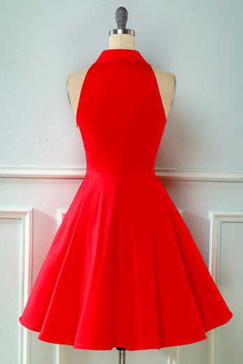 Vermelho botão pin up vestido de 1950