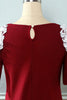 Carregar imagem no visualizador da galeria, Vermelho escuro fora do vestido de malha de ombro com apliques