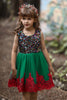 Carregar imagem no visualizador da galeria, Vestido de menina flor verde e vermelha com lantejoula