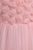 Vestido de menina flor rosa com bowknot