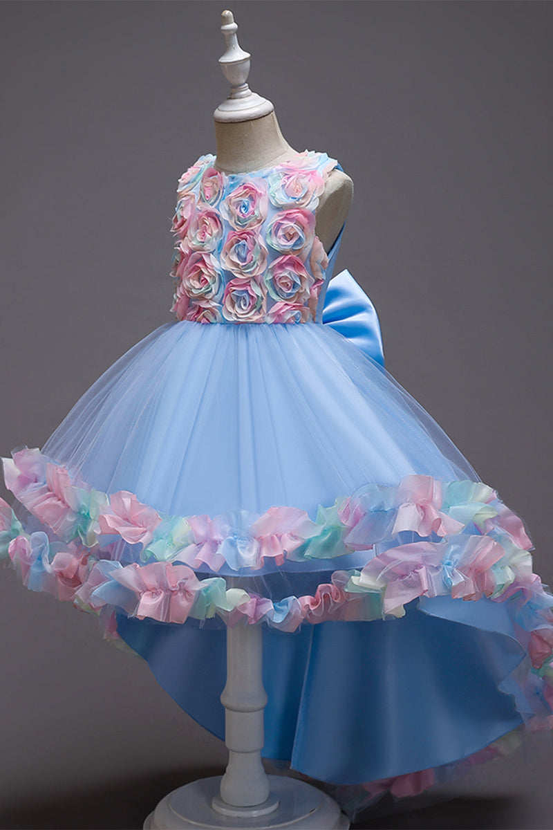Carregar imagem no visualizador da galeria, Vestido de menina flor rosa com flores e bowknot
