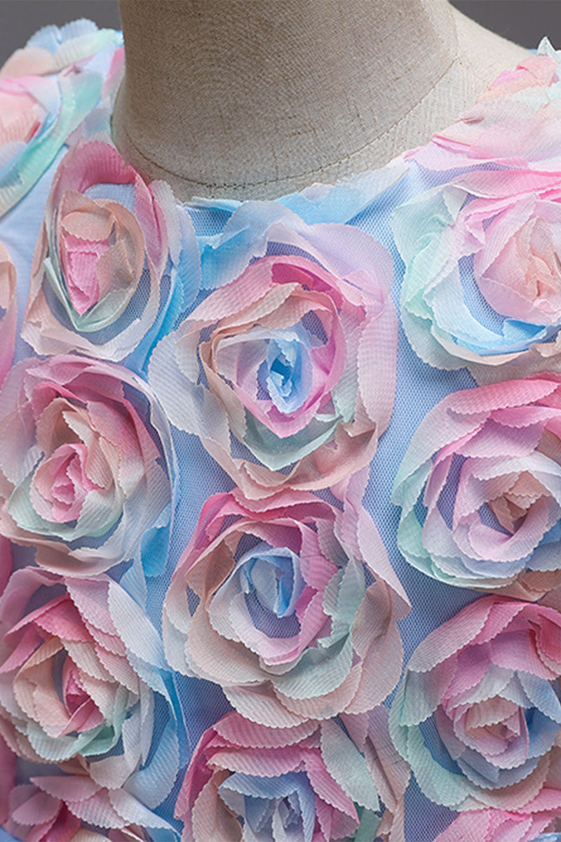 Carregar imagem no visualizador da galeria, Vestido de menina flor rosa com flores e bowknot
