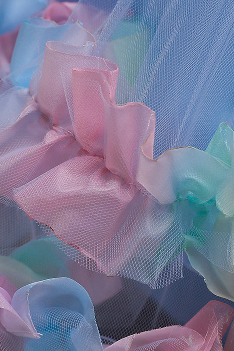 Carregar imagem no visualizador da galeria, Vestido de menina flor rosa com flores e bowknot