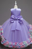 Carregar imagem no visualizador da galeria, Vestido de menina flor rosa com flores e bowknot